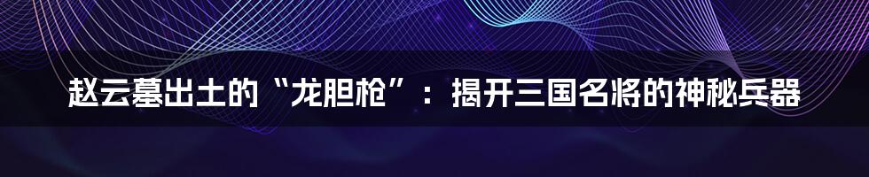 赵云墓出土的“龙胆枪”：揭开三国名将的神秘兵器