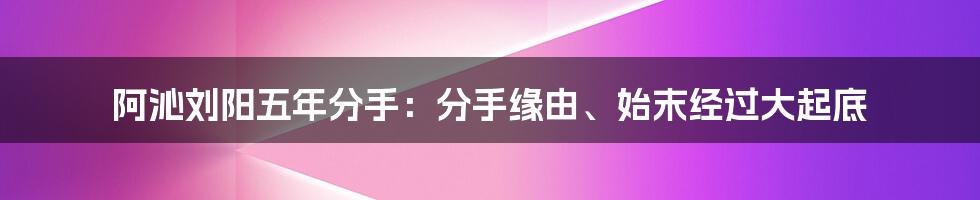 阿沁刘阳五年分手：分手缘由、始末经过大起底