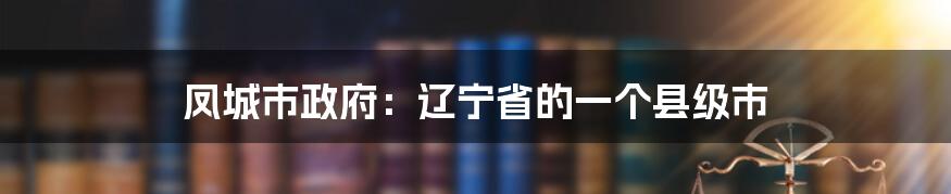 凤城市政府：辽宁省的一个县级市