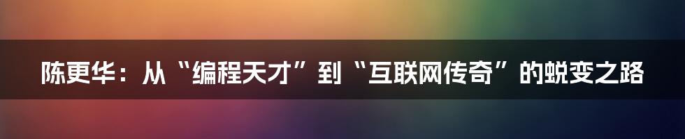 陈更华：从“编程天才”到“互联网传奇”的蜕变之路