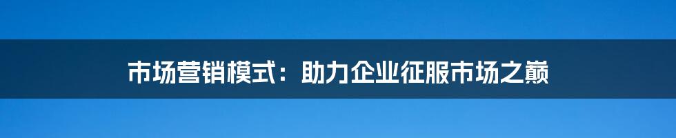 市场营销模式：助力企业征服市场之巅