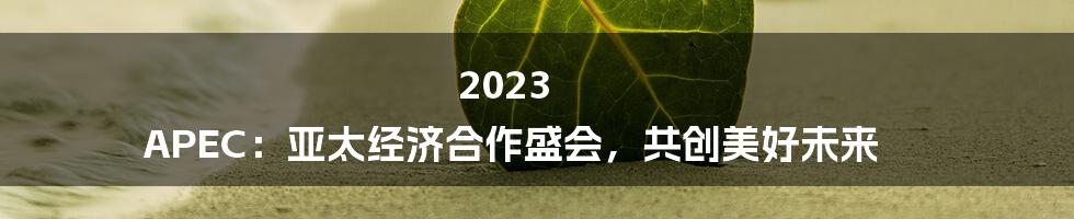 2023 APEC：亚太经济合作盛会，共创美好未来