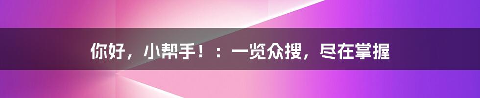 你好，小帮手！：一览众搜，尽在掌握