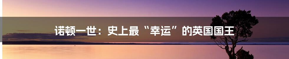 诺顿一世：史上最“幸运”的英国国王