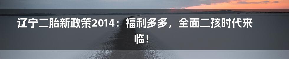 辽宁二胎新政策2014：福利多多，全面二孩时代来临！