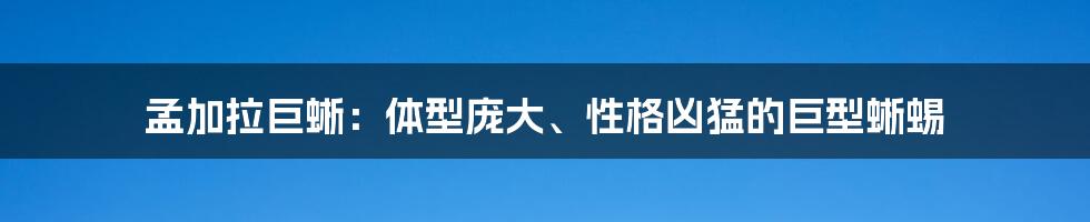 孟加拉巨蜥：体型庞大、性格凶猛的巨型蜥蜴