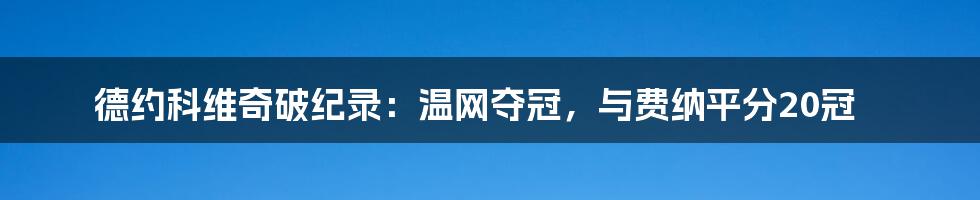 德约科维奇破纪录：温网夺冠，与费纳平分20冠