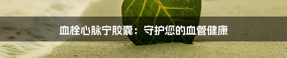 血栓心脉宁胶囊：守护您的血管健康