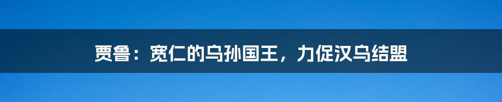 贾鲁：宽仁的乌孙国王，力促汉乌结盟