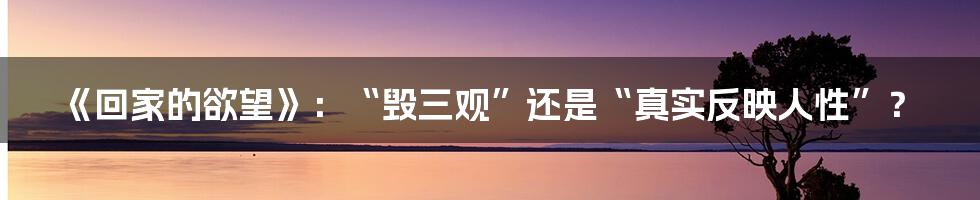 《回家的欲望》：“毁三观”还是“真实反映人性”？