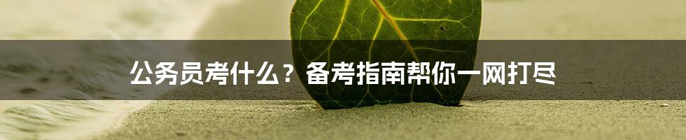 公务员考什么？备考指南帮你一网打尽