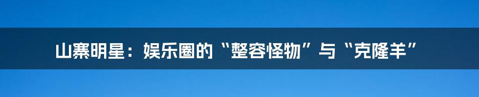 山寨明星：娱乐圈的“整容怪物”与“克隆羊”