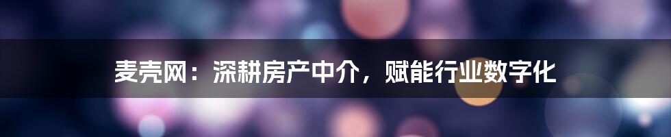 麦壳网：深耕房产中介，赋能行业数字化