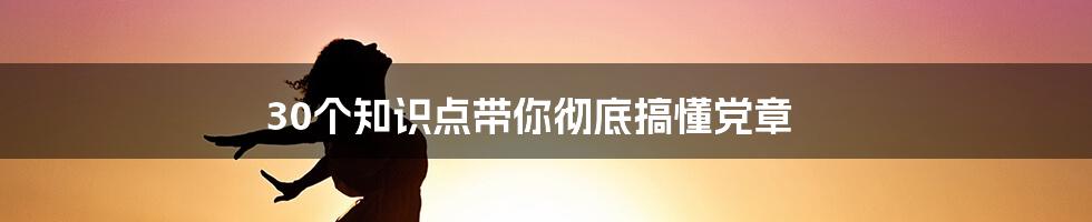 30个知识点带你彻底搞懂党章