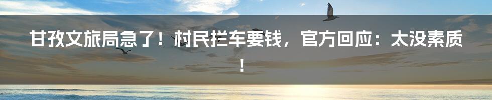 甘孜文旅局急了！村民拦车要钱，官方回应：太没素质！