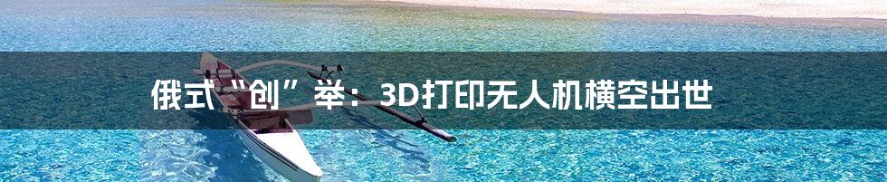 俄式“创”举：3D打印无人机横空出世