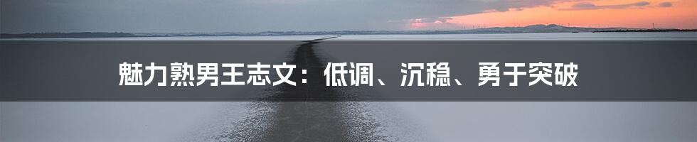 魅力熟男王志文：低调、沉稳、勇于突破