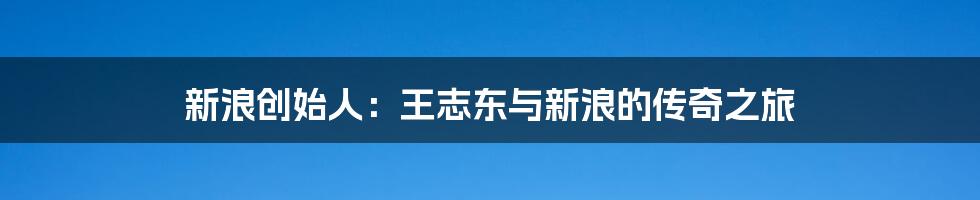 新浪创始人：王志东与新浪的传奇之旅