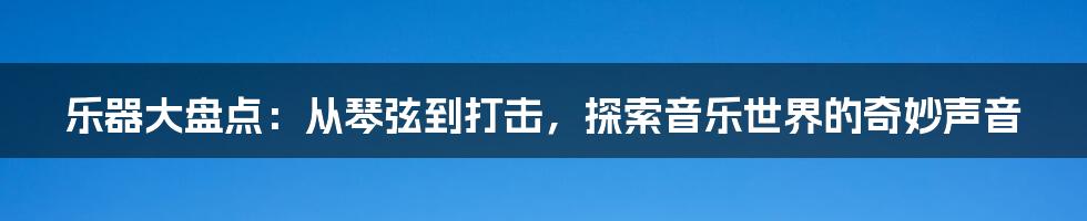 乐器大盘点：从琴弦到打击，探索音乐世界的奇妙声音