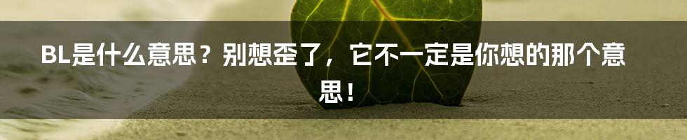 BL是什么意思？别想歪了，它不一定是你想的那个意思！