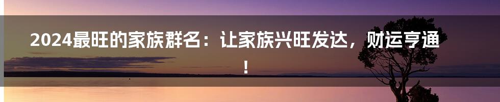 2024最旺的家族群名：让家族兴旺发达，财运亨通！