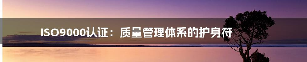 ISO9000认证：质量管理体系的护身符