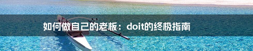 如何做自己的老板：doit的终极指南