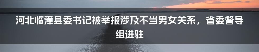 河北临漳县委书记被举报涉及不当男女关系，省委督导组进驻