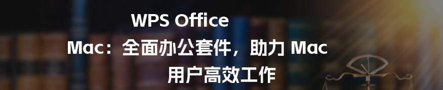 WPS Office Mac：全面办公套件，助力 Mac 用户高效工作