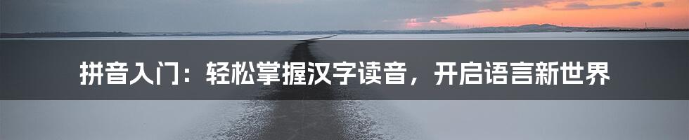 拼音入门：轻松掌握汉字读音，开启语言新世界