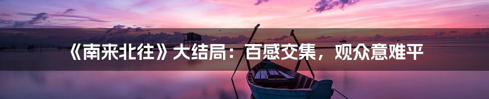 《南来北往》大结局：百感交集，观众意难平