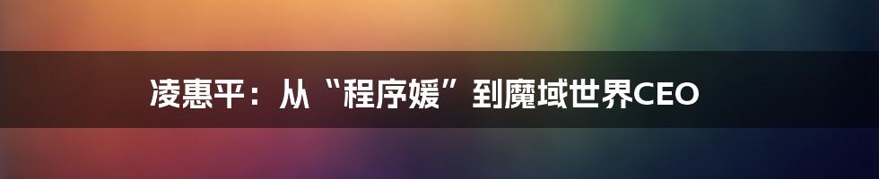 凌惠平：从“程序媛”到魔域世界CEO