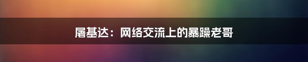 屠基达：网络交流上的暴躁老哥