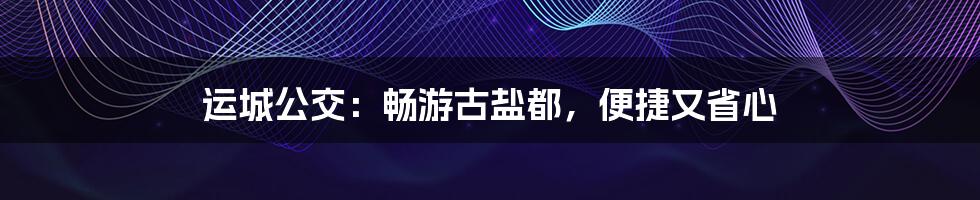 运城公交：畅游古盐都，便捷又省心