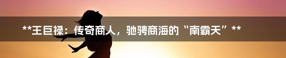 **王巨禄：传奇商人，驰骋商海的“南霸天”**