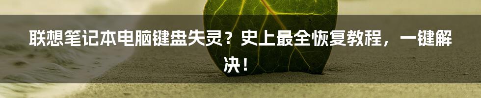 联想笔记本电脑键盘失灵？史上最全恢复教程，一键解决！