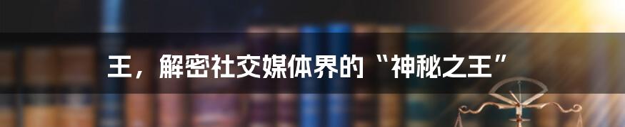 王，解密社交媒体界的“神秘之王”