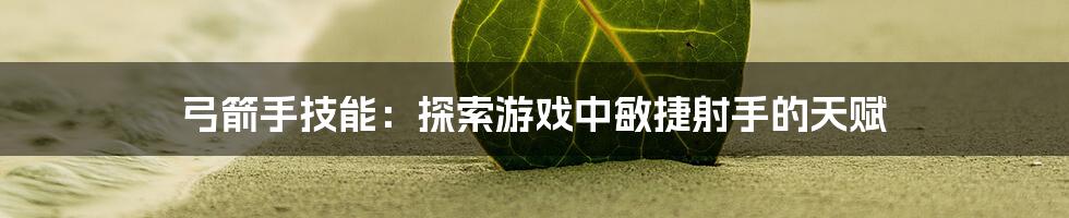 弓箭手技能：探索游戏中敏捷射手的天赋