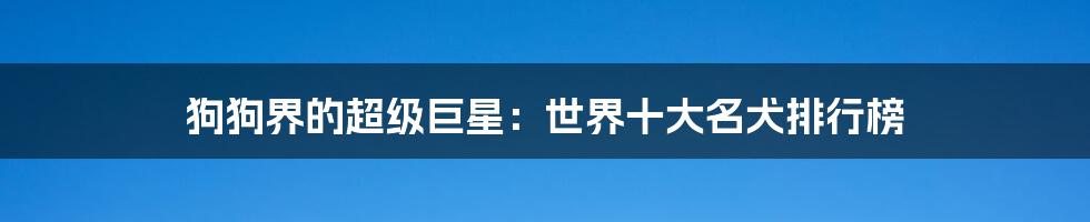 狗狗界的超级巨星：世界十大名犬排行榜