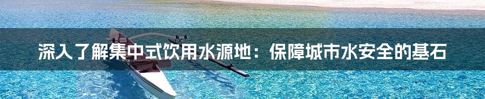 深入了解集中式饮用水源地：保障城市水安全的基石