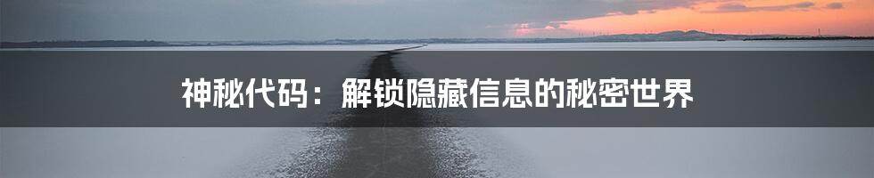 神秘代码：解锁隐藏信息的秘密世界