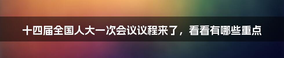 十四届全国人大一次会议议程来了，看看有哪些重点