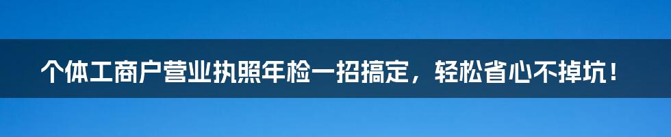 个体工商户营业执照年检一招搞定，轻松省心不掉坑！