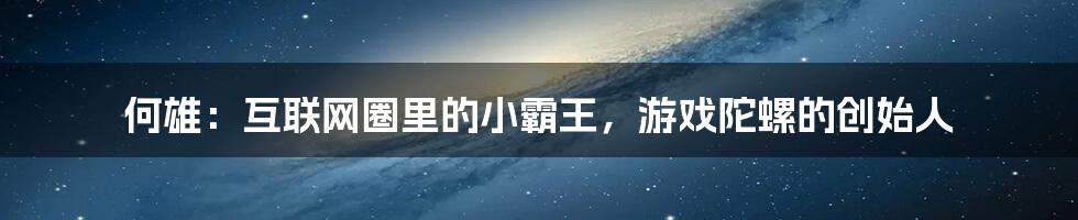 何雄：互联网圈里的小霸王，游戏陀螺的创始人