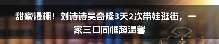 甜蜜爆棚！刘诗诗吴奇隆3天2次带娃逛街，一家三口同框超温馨