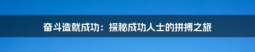 奋斗造就成功：探秘成功人士的拼搏之旅