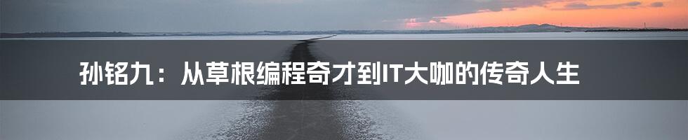 孙铭九：从草根编程奇才到IT大咖的传奇人生