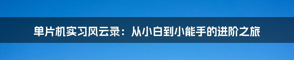 单片机实习风云录：从小白到小能手的进阶之旅