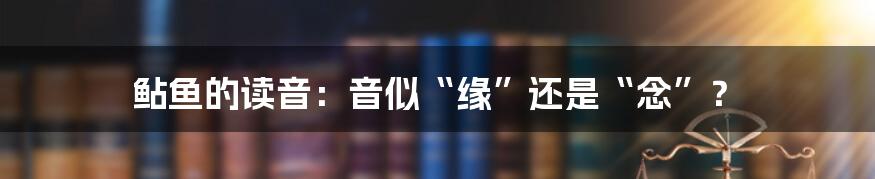 鲇鱼的读音：音似“缘”还是“念”？