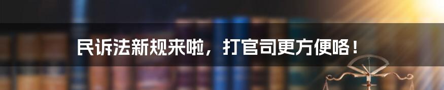 民诉法新规来啦，打官司更方便咯！